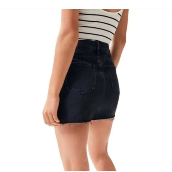 Pacsun Black Distressed High-Rise Denim Mini Skirt sz24 - Picture 2 of 8